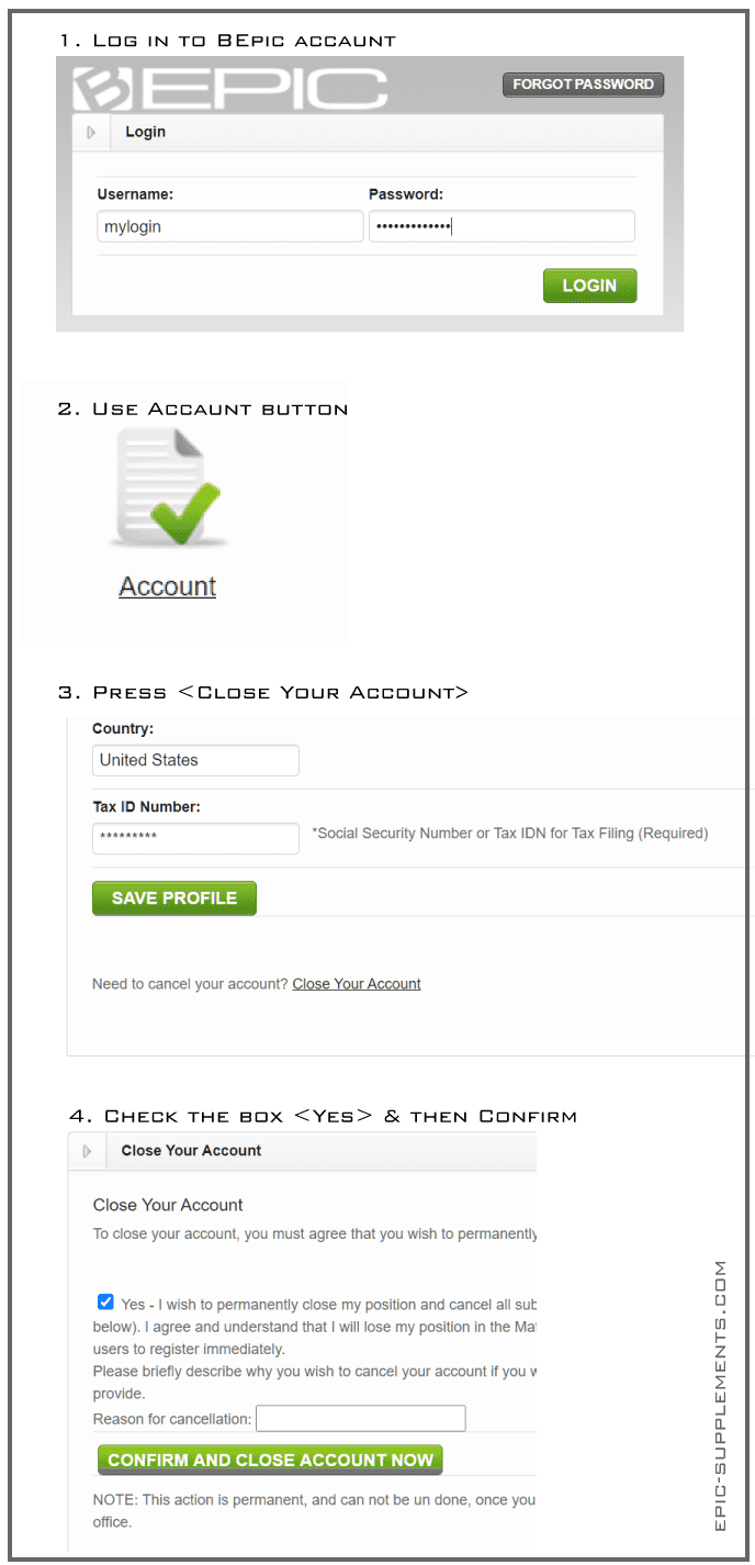 How to Close BEpic Account (instruction)