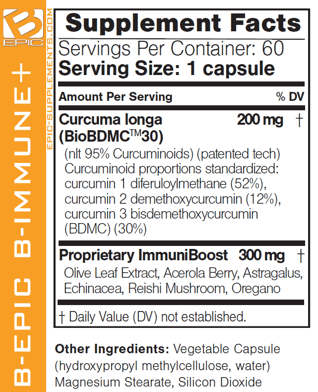 BEpic's B-IMMUNE+ composition and supplement facts