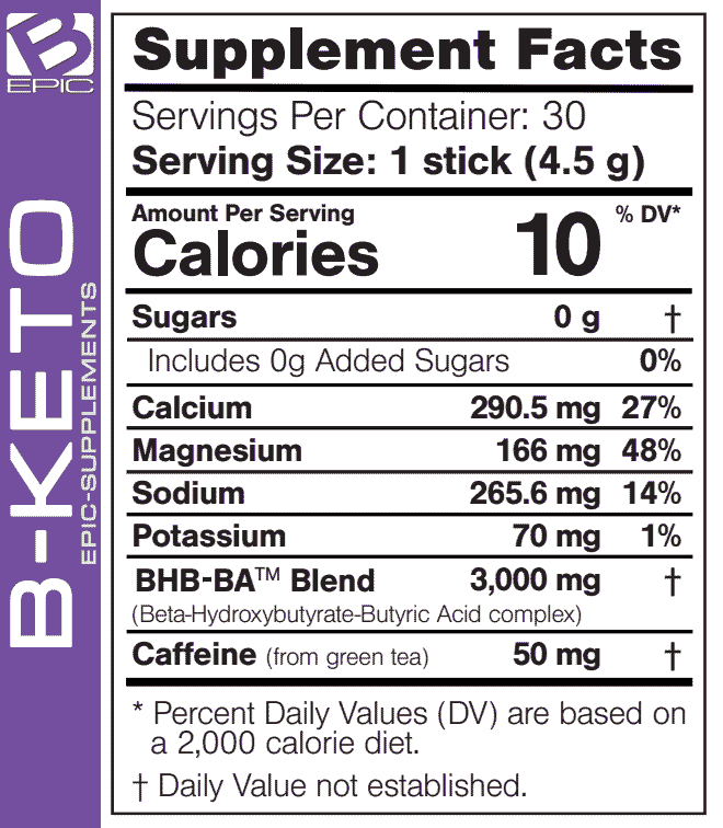 Ingredients of B-Epic B-Keto