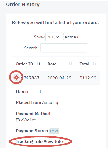 Order details in B-Epic back office