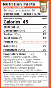 Epicslim coffee - nutrition facts
